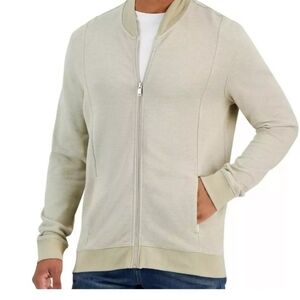 NWT Alfani Biege Men's Pique Bomber Twill Jacket/Sweater 3XL